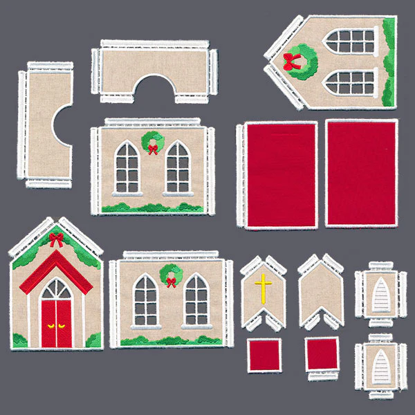 3D Christmas Village - Country Church (In-the-Hoop) - Image 2