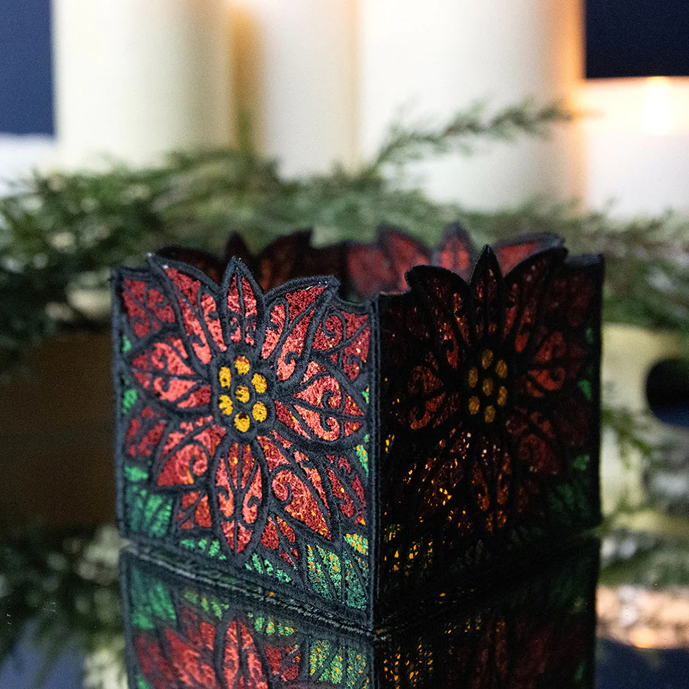 3D Poinsettia Lantern (Lace) - Image 4