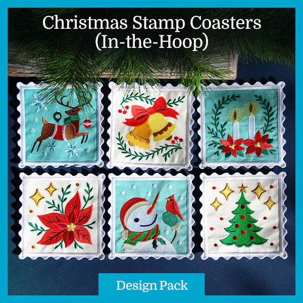 A Christmas Stamp Coasters (In-the-Hoop) Design Pack - Image 5