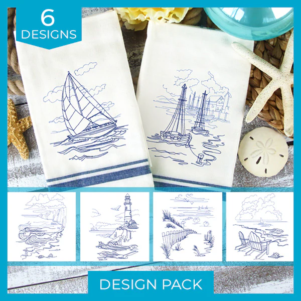 A Classic Beach Scenes (Bluework) Design Pack - Image 5