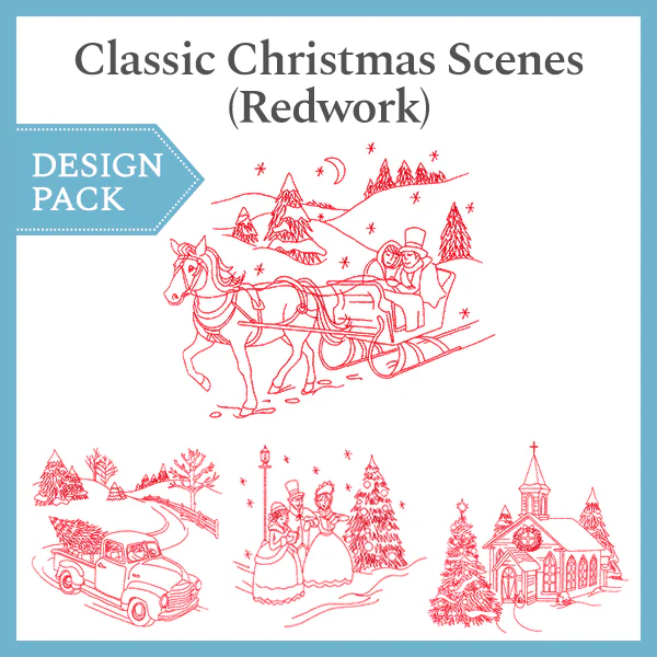 A Classic Christmas Scenes (Redwork) Design Pack - Image 5