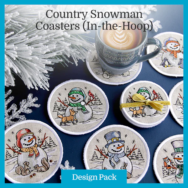 A Country Snowman Coasters (In-the-Hoop) Design Pack - Image 11