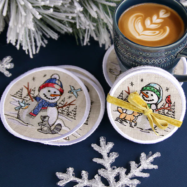 A Country Snowman Coasters (In-the-Hoop) Design Pack - Image 13
