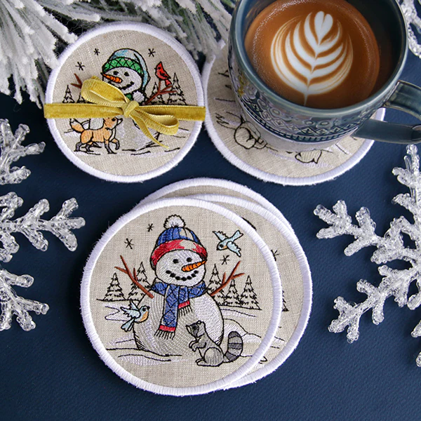 A Country Snowman Coasters (In-the-Hoop) Design Pack - Image 22