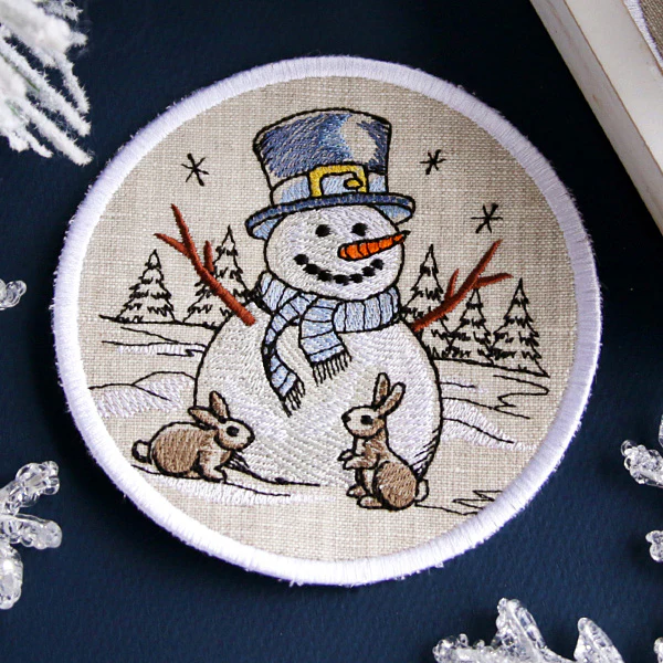A Country Snowman Coasters (In-the-Hoop) Design Pack - Image 4