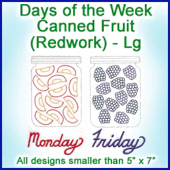 A Days of the Week Canned Fruit (Redwork) Design Pack