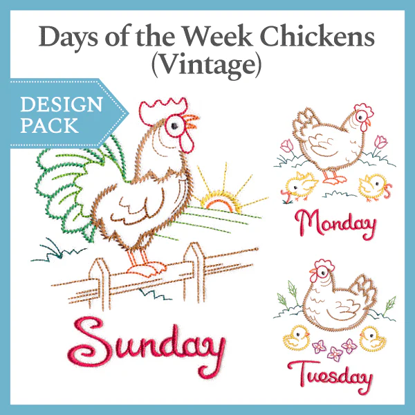 A Days of the Week Chickens (Vintage) Design Pack - Image 3
