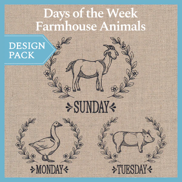 A Days of the Week Farmhouse Animals Design Pack