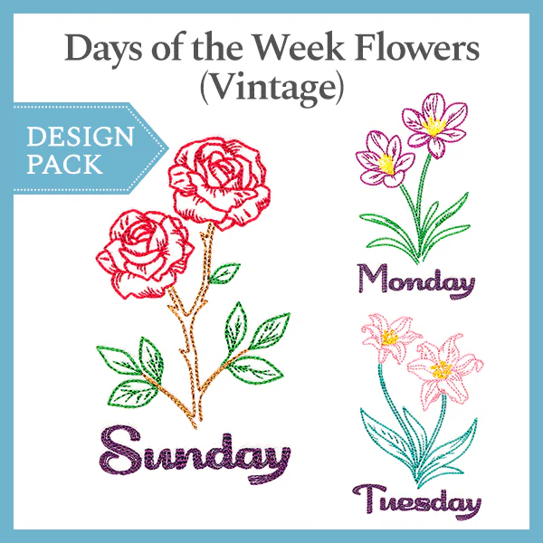 A Days of the Week Flowers (Vintage) Design Pack - Image 2