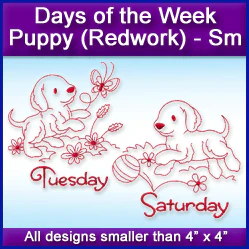 A Days of the Week Puppy (Redwork) Design Pack - Image 2