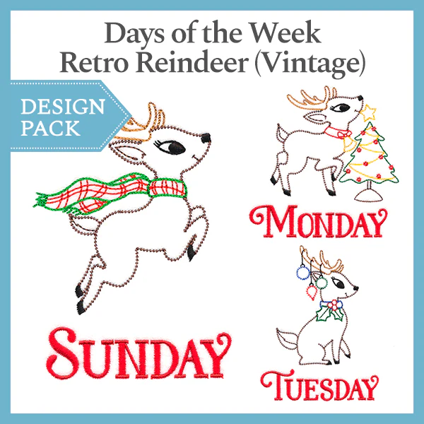 A Days of the Week Retro Reindeer (Vintage) Design Pack - Image 2
