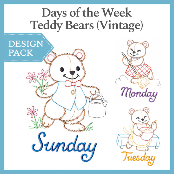 A Days of the Week Teddy Bears (Vintage) Design Pack - Image 2