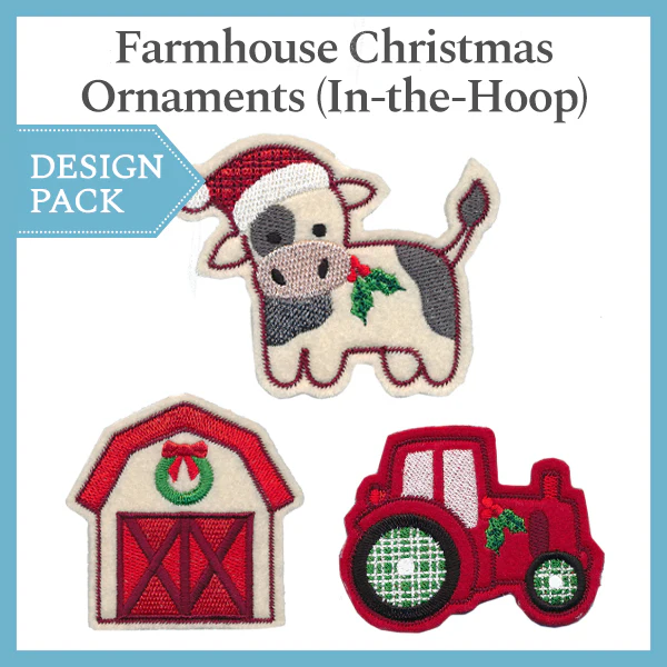 A Farmhouse Christmas Ornament Design Pack (In-the-Hoop) - Image 2