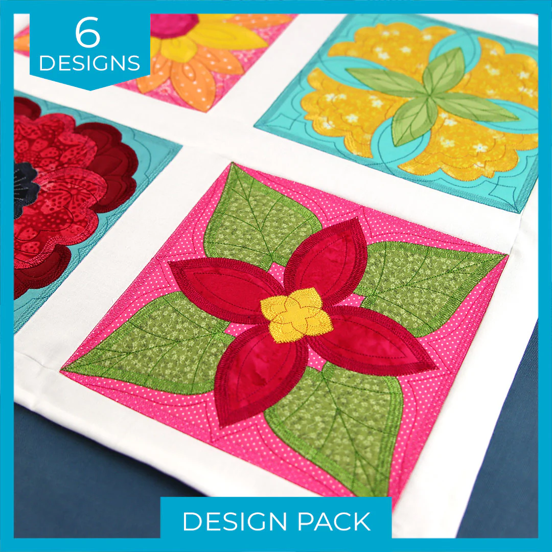 A Flowers in Bloom Quilt Block (In-the-Hoop) Design Pack - Image 4