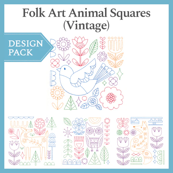 A Folk Art Animal Squares (Vintage) Design Pack - Image 3