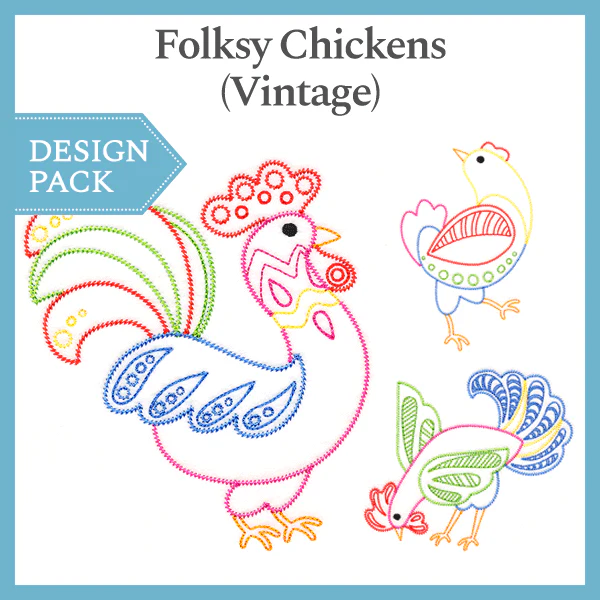 A Folksy Chickens (Vintage) Design Pack - Image 3