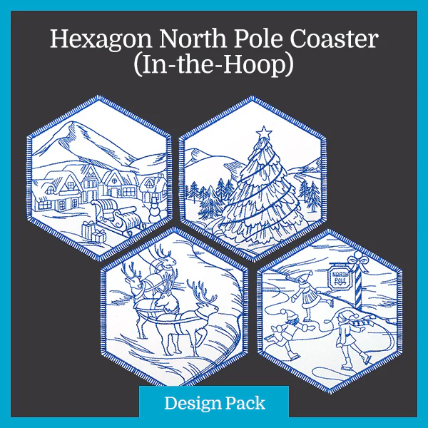 A Hexagon North Pole Coaster (In-the-Hoop) Design Pack - Image 3