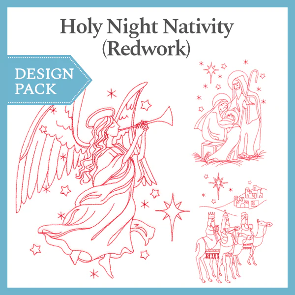 A Holy Night Nativity (Redwork) Design Pack - Image 5