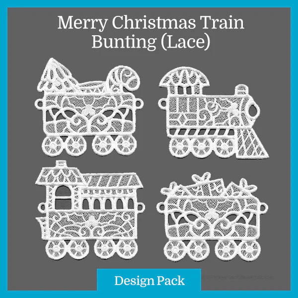 A Merry Christmas Train Bunting (Lace) Design Pack - Image 3