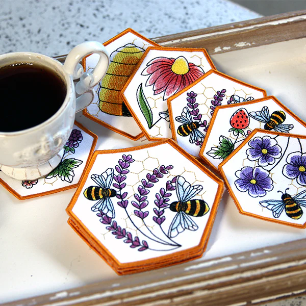 A Oh Honey Bee Coaster (In-the-Hoop) Design Pack - Image 2