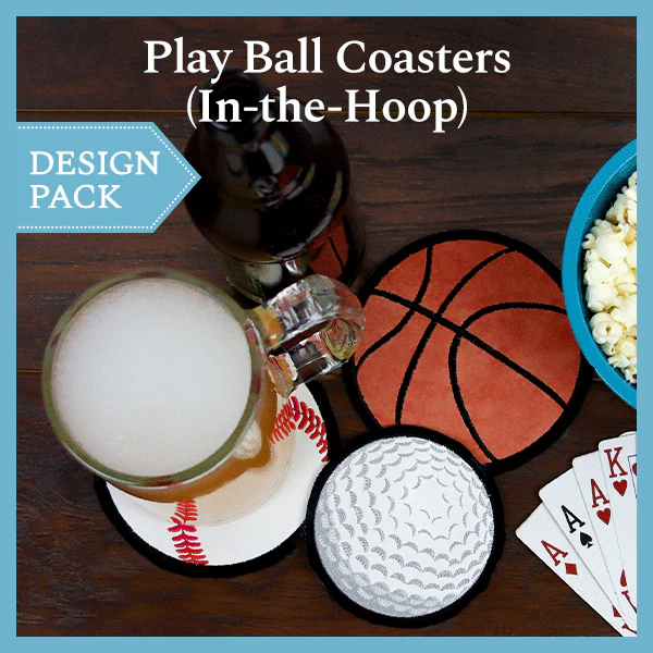 A Play Ball Coasters (In-the-Hoop) Design Pack - Image 3