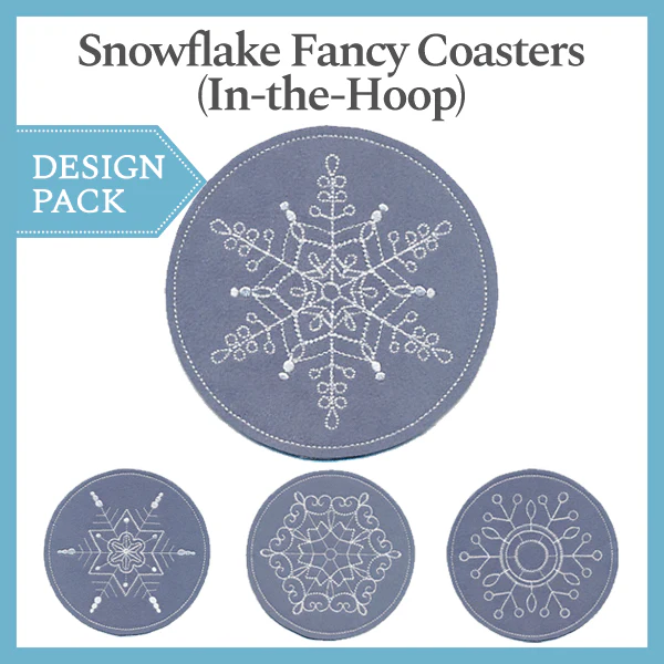 A Snowflake Fancy Coasters (In-the-Hoop) Design Pack - Image 2