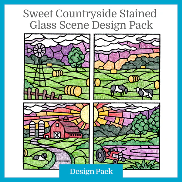 A Sweet Countryside Stained Glass Scene Design Pack - Image 3