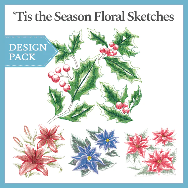 A 'Tis the Season Floral Sketches Design Pack - Image 2