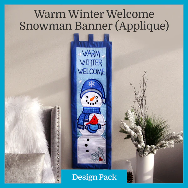 A Warm Winter Welcome Snowman Banner (Applique) Design Pack - Image 7