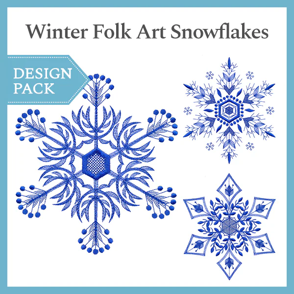 A Winter Folk Art Snowflake Design Pack - Image 4