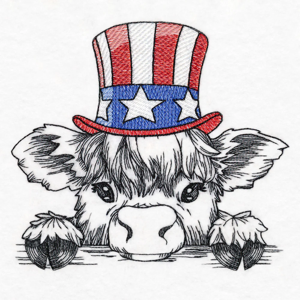 Americana Highland Cow Sketch - Image 4