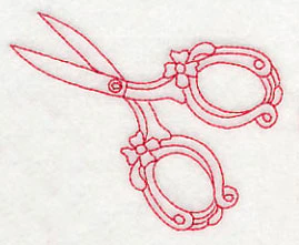 Antique Scissors 1 (Redwork) - Image 3