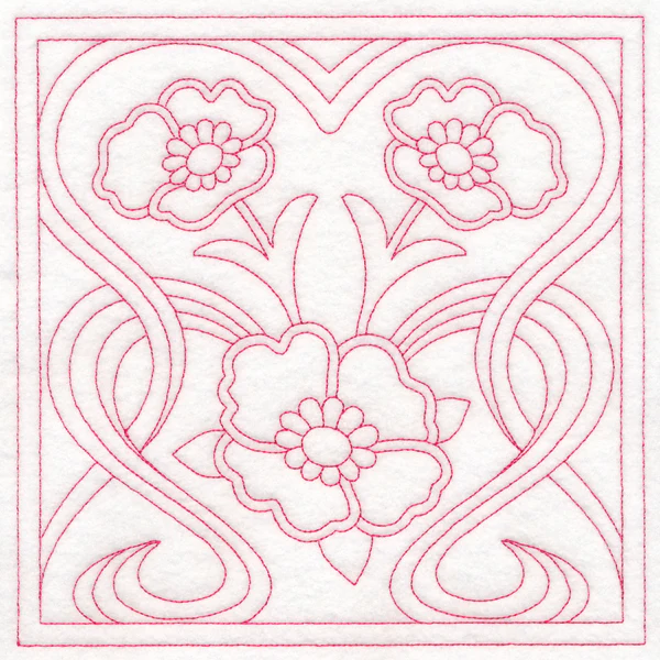 Art Nouveau Floral Quilting - Poppy (Double Run) - Image 6