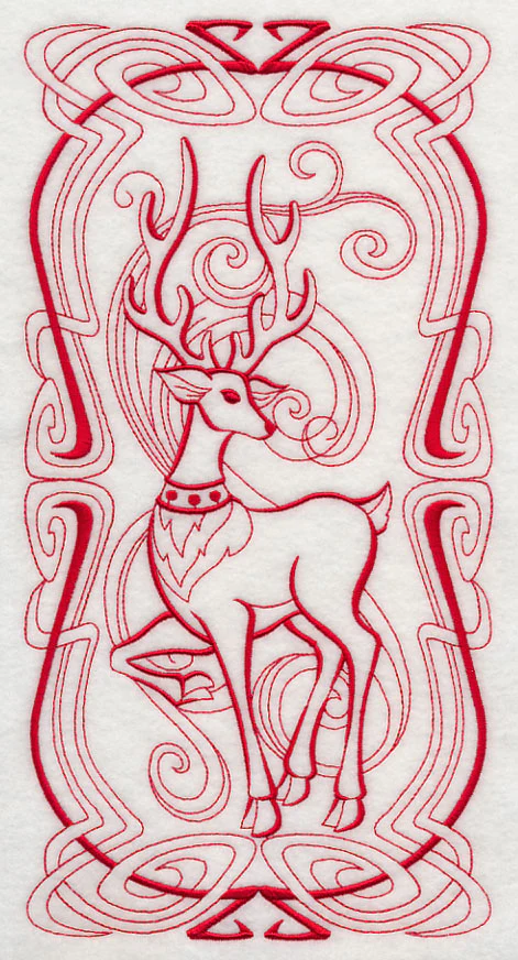 Art Nouveau Reindeer (Redwork)