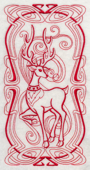 Art Nouveau Reindeer (Redwork) - Image 2