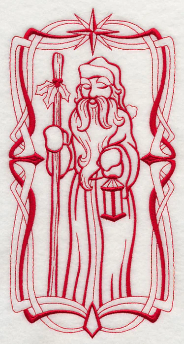 Art Nouveau Santa Claus (Redwork) - Image 2