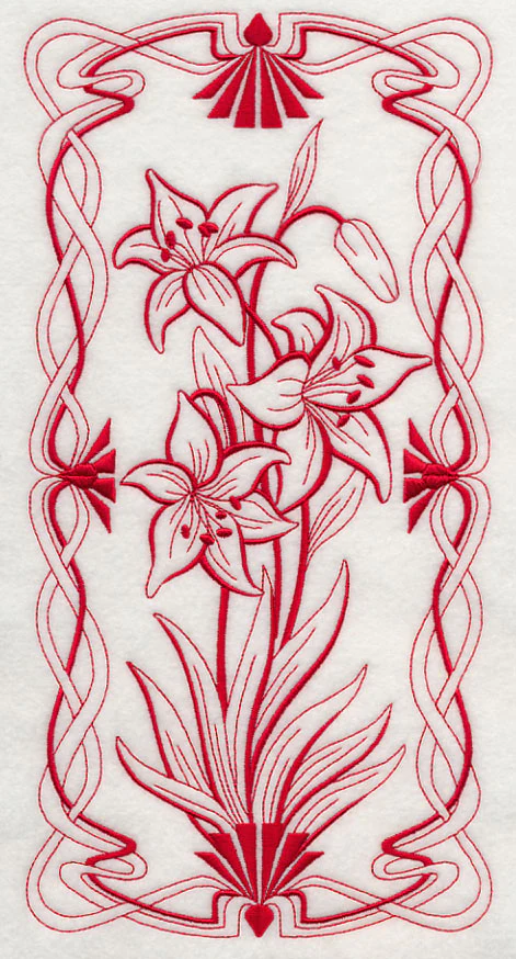 Art Nouveau Scarlet Lily (Redwork) - Image 5