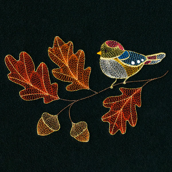 Autumn Treasures - Dazzling Bird and Oak Leaves - Image 3