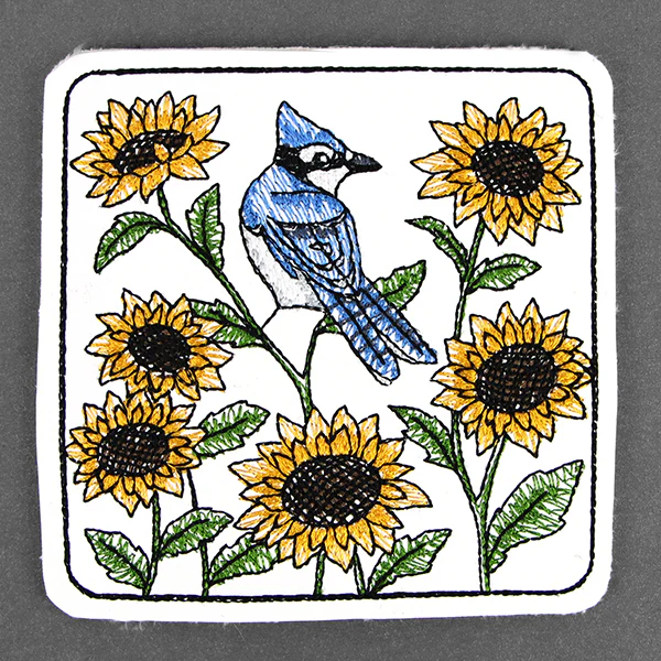 Beautiful Blue Jay Coaster (In-the-Hoop) - Image 2