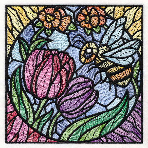 Bee and Tulip Stained Glass Square - Image 6