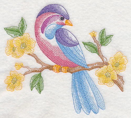 Bird in Forest Flowers (Toile) - Image 2