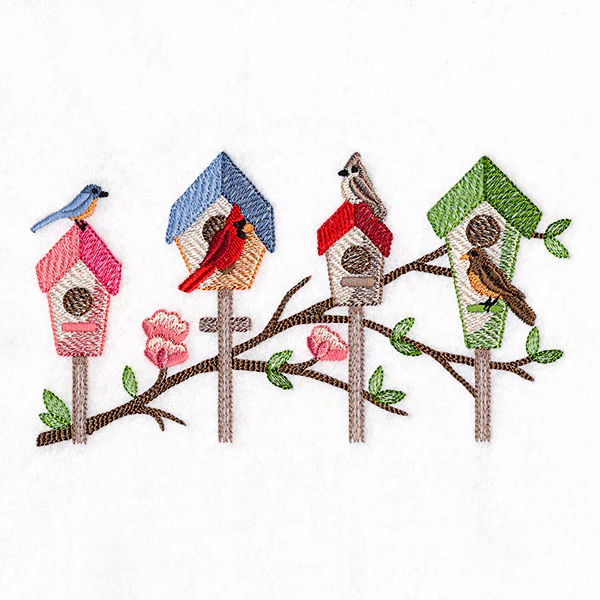 Birdhouses & Branching Spring Blooms Border - Image 4