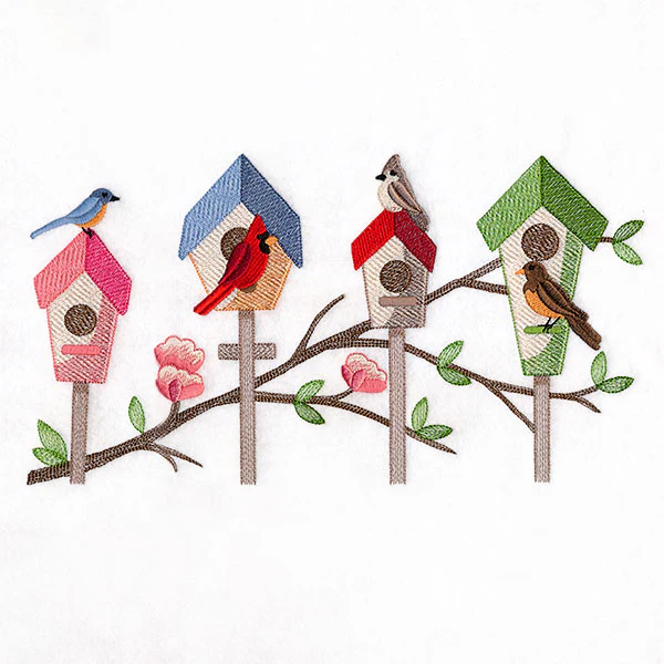 Birdhouses & Branching Spring Blooms Border - Image 5
