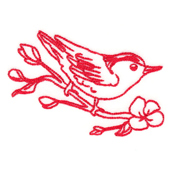 Birds & Blooms Nuthatch (Redwork) - Image 3