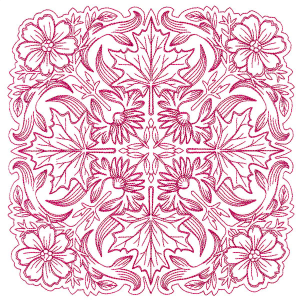 Blissful Aster & Maple Kaleidoscope Square
