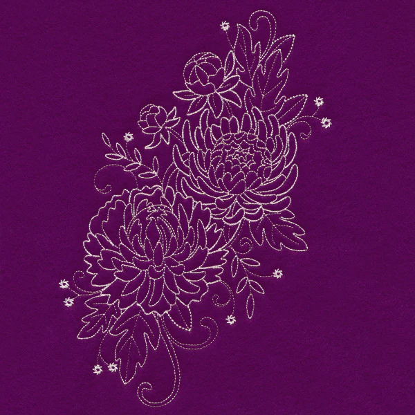 Blissful Chrysanthemum Spray (Whitework) - Image 5