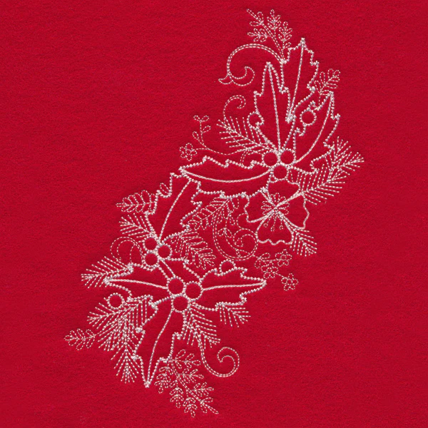 Blissful Holly and Berries Spray (Whitework) - Image 2