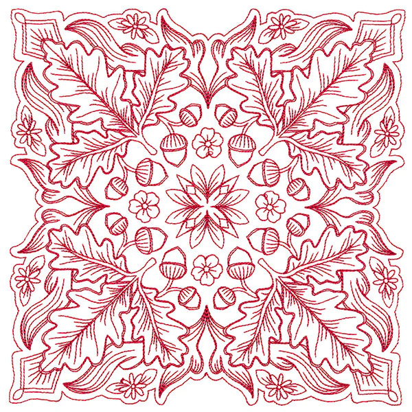 Blissful Oak & Acorns Kaleidoscope Square