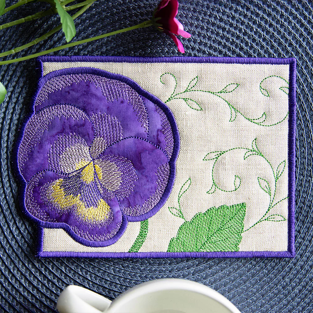 Bloom Mug Rug - Pansy (In-the-Hoop) - Image 4