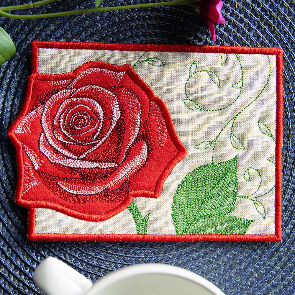 Bloom Mug Rug - Rose (In-the-Hoop) - Image 4